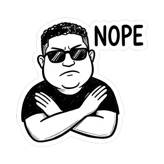 男士交叉双臂表示拒绝 Doodle Guy Daily Vibes sticker for expressive chats and social replies.