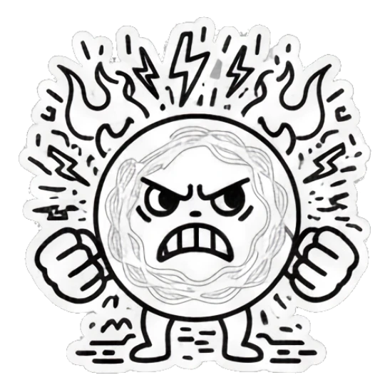Round doodle character looking furious with lightning bolts and 'SERIOUSLY?' text. Doodle Doodle Expressions sticker for expressive chats and social replies.