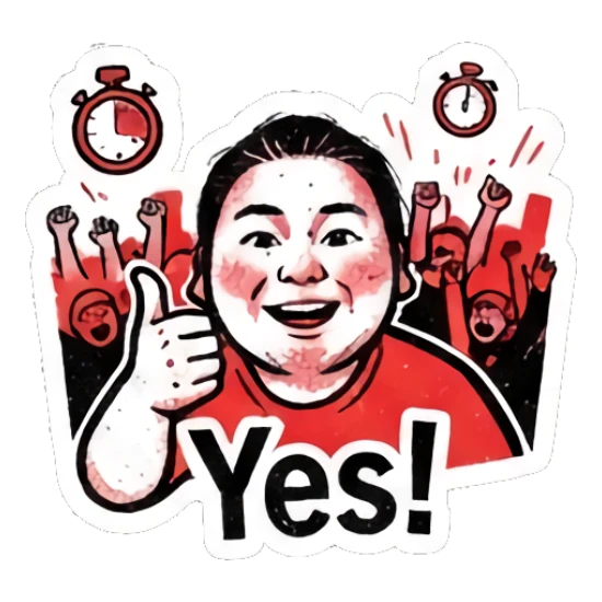 Girl giving thumbs up with Yes text Punk Girl Daily Vibes sticker for expressive chats and social replies.