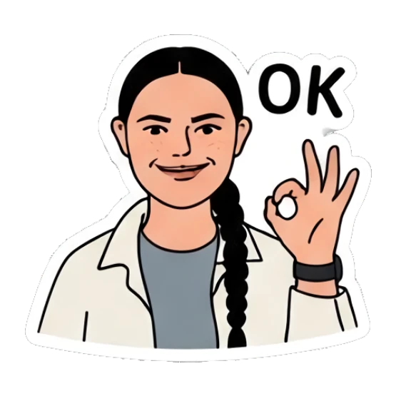Woman making OK gesture with hand, smiling Diverse Duo Expressions sticker for expressive chats and social replies.