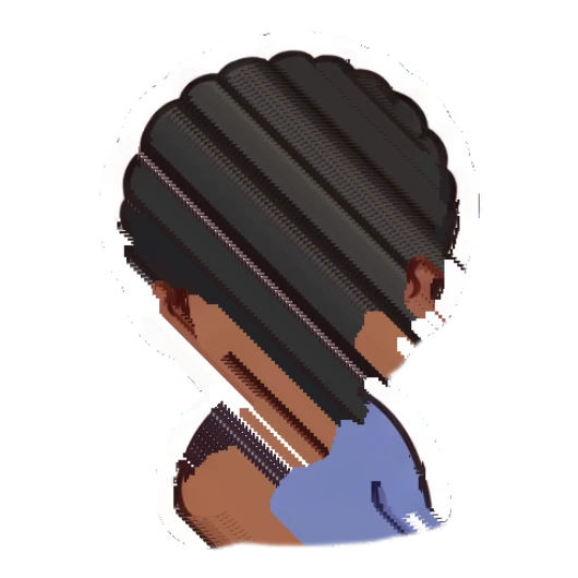 Curly-haired boy thinking with a hand on his chin Cheerful Afro Boy Daily sticker for expressive chats and social replies.