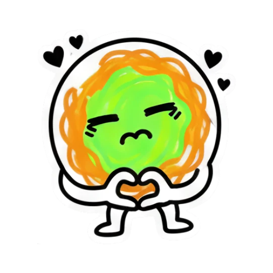 Noodle character making a heart shape with hands Noodle Doodle Pals sticker for expressive chats and social replies.