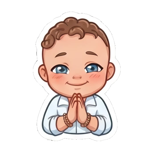 Curly boy with hands together in a polite prayer gesture Little Curly Boy Expressions sticker for expressive chats and social replies.