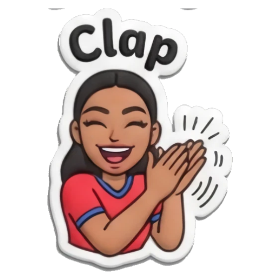 Girl clapping hands, Clap text Sporty Girl Vibes sticker for expressive chats and social replies.