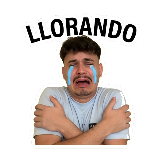 Young man crying intensely with arms crossed. Daily Life of a Trendy Guy sticker for expressive chats and social replies.