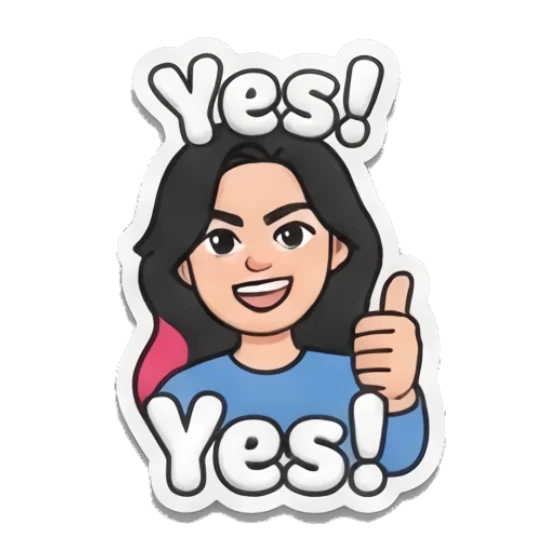 Girl giving a thumbs up, text Yes! Puffy Girl Daily Vibes sticker for expressive chats and social replies.