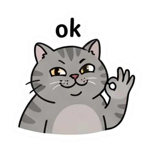 Grey cat making an OK gesture with text ok Grumpy Grey Cat Daily sticker for expressive chats and social replies.