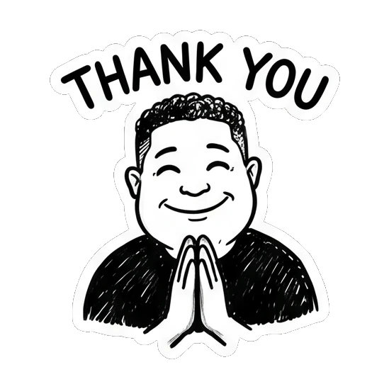 男士双手合十表示感谢 Doodle Guy Daily Vibes sticker for expressive chats and social replies.