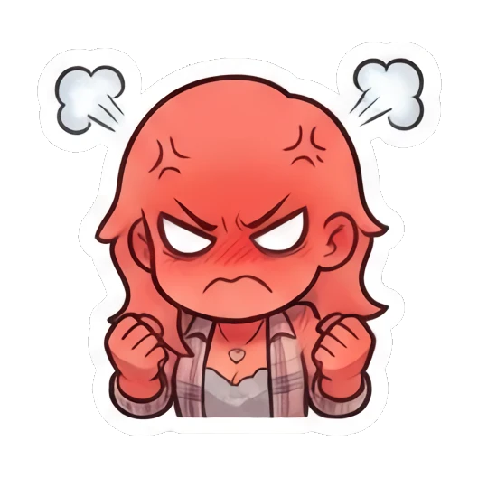 Girl with glasses turning red with rage and steam Chibi Girl Daily Life sticker for expressive chats and social replies.