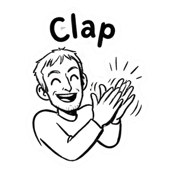 Man enthusiastically clapping his hands Doodle Guy Daily Vibes sticker for expressive chats and social replies.