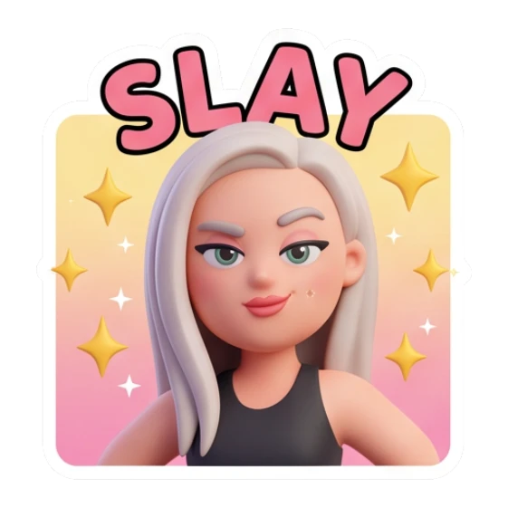 Blonde girl looking confident and stylish with a smirk. Blonde Girl Daily Vibes sticker for expressive chats and social replies.