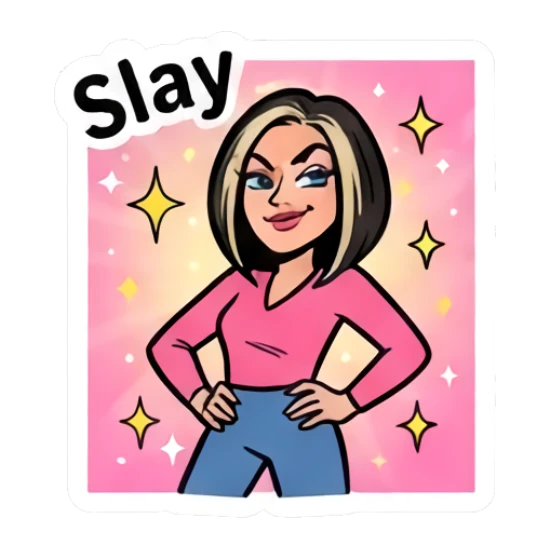 Girl posing confidently with hands on hips Sassy Girl Daily Vibes sticker for expressive chats and social replies.