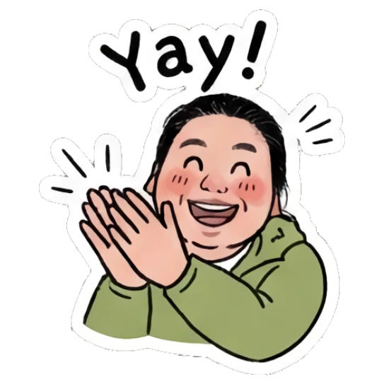 Girl clapping hands happily, text Yay Daily Moods of a Girl sticker for expressive chats and social replies.