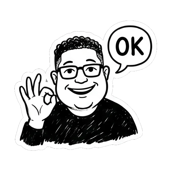 男士做OK手势表示赞同 Doodle Guy Daily Vibes sticker for expressive chats and social replies.