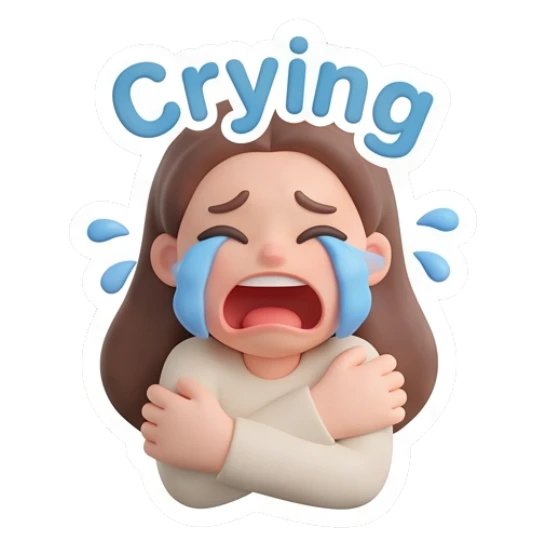 Girl crying with blue tears Cute Clay Girl Daily Expressions sticker for expressive chats and social replies.