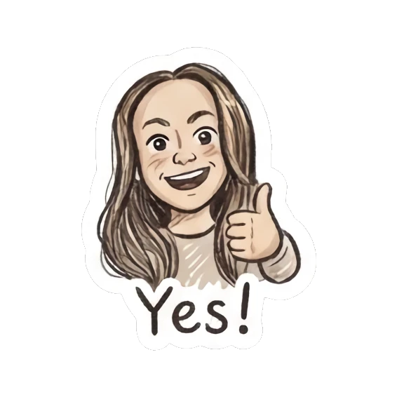 Girl giving a thumbs up with cheerful smile Doodle Girl Daily Life sticker for expressive chats and social replies.