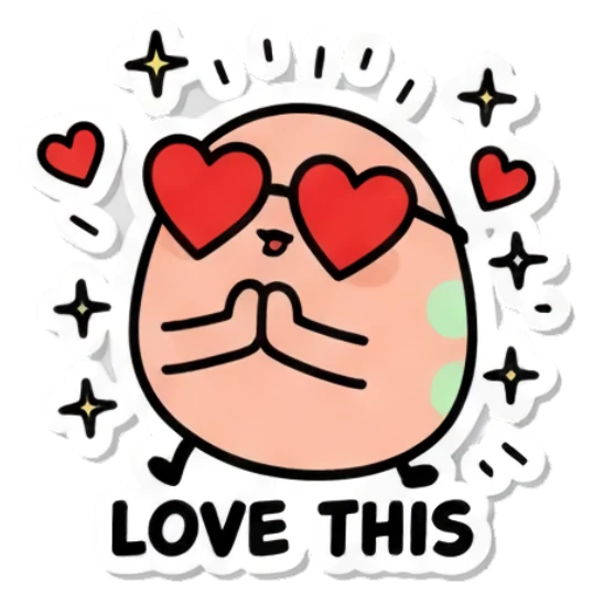 Loving egg with heart eyes saying LOVE THIS Cool Egg Vibes sticker for expressive chats and social replies.