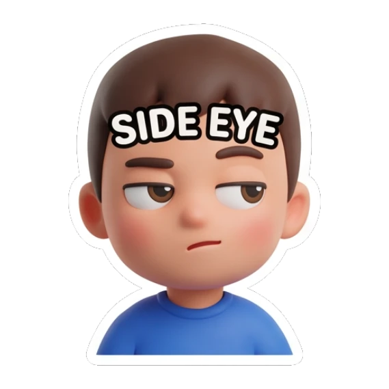 Boy giving a skeptical side eye look Little Boy Daily Vibes sticker for expressive chats and social replies.
