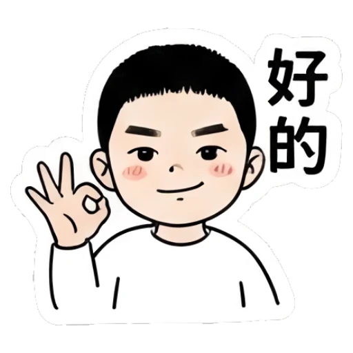 Boy making OK gesture with text '好的' Little Boy Daily Expressions sticker for expressive chats and social replies.