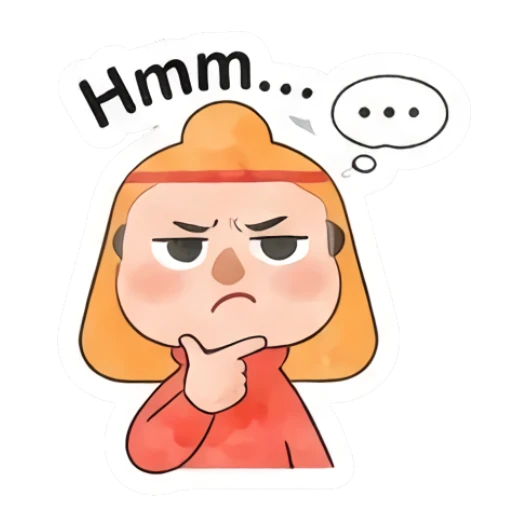 Little monk thinking with hand on chin Little Monk Daily Vibes sticker for expressive chats and social replies.
