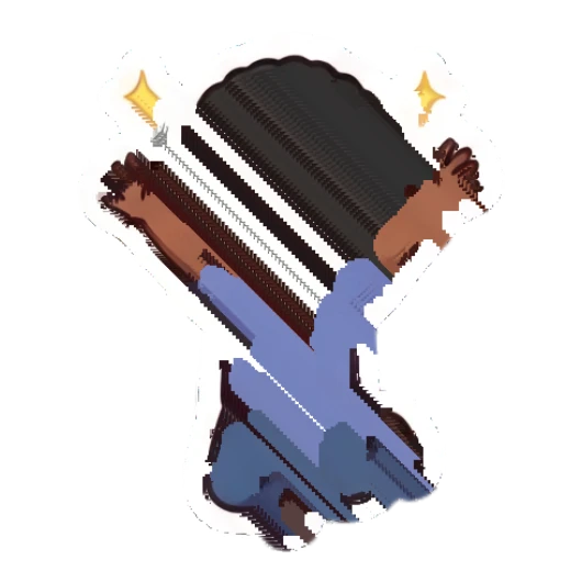 Curly-haired boy jumping with excitement and star-shaped eyes Cheerful Afro Boy Daily sticker for expressive chats and social replies.