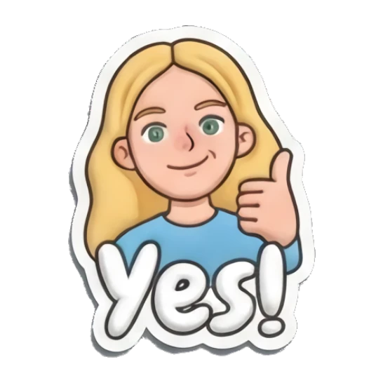 Blonde girl giving a thumbs up with Yes text Playful Blonde Girl Expressions sticker for expressive chats and social replies.