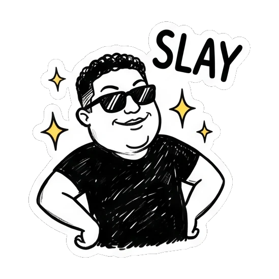 男士戴墨镜插腰表示自信 Doodle Guy Daily Vibes sticker for expressive chats and social replies.