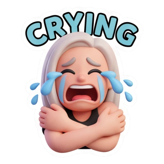 Blonde girl crying loudly with tears streaming down. Blonde Girl Daily Vibes sticker for expressive chats and social replies.