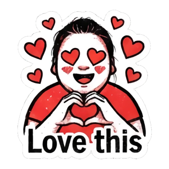 Girl making heart shape with hands and Love this text Punk Girl Daily Vibes sticker for expressive chats and social replies.