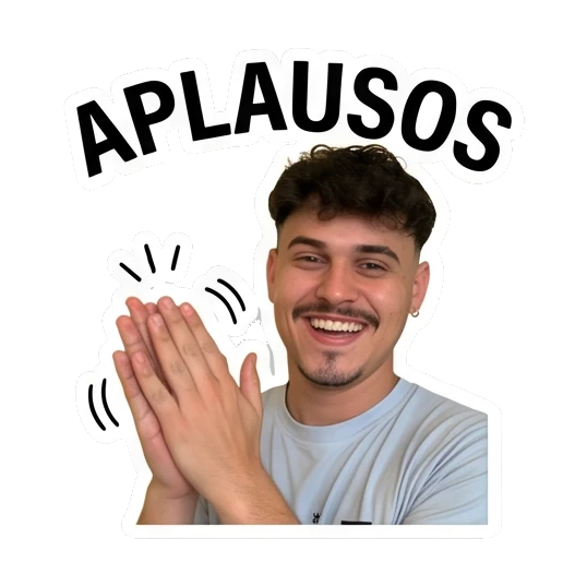 Young man clapping his hands with an enthusiastic expression. Daily Life of a Trendy Guy sticker for expressive chats and social replies.