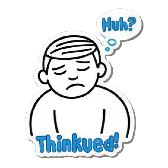 Boy looking thoughtful with text Thinkued Keith Haring Style Doodles sticker for expressive chats and social replies.