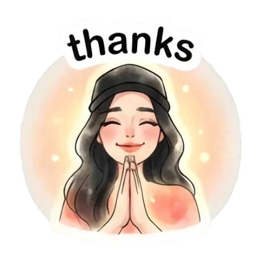 Girl in cap praying with gratitude with text thanks Modern Girl Daily Vibes sticker for expressive chats and social replies.