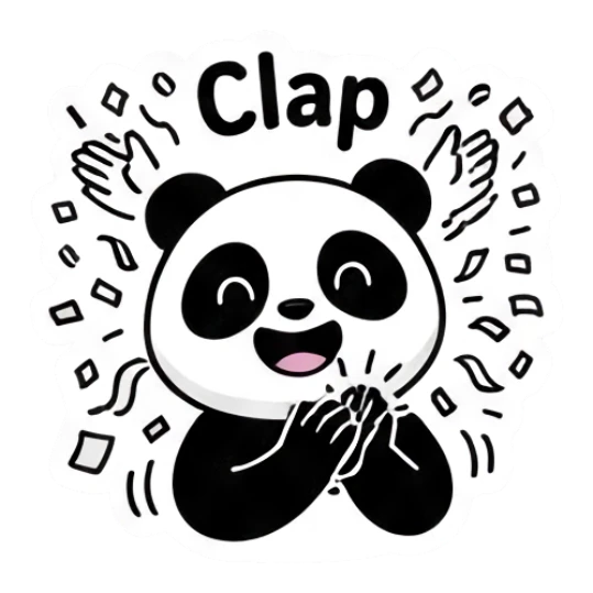 Excited panda clapping hands Keith Haring Style Panda sticker for expressive chats and social replies.