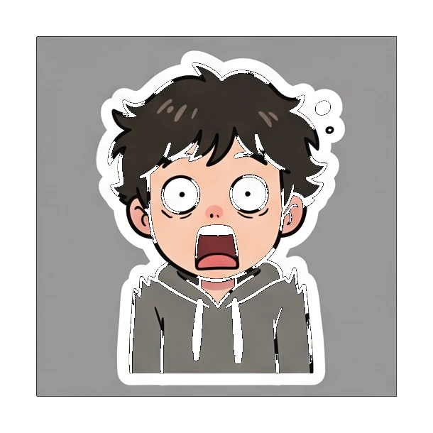 Boy with braces shocked with wide eyes Cheerful Braces Boy sticker for expressive chats and social replies.