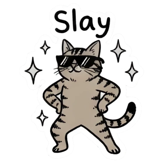 Cool cat in sunglasses posing with sparkles Doctor Tabby Cat Daily sticker for expressive chats and social replies.