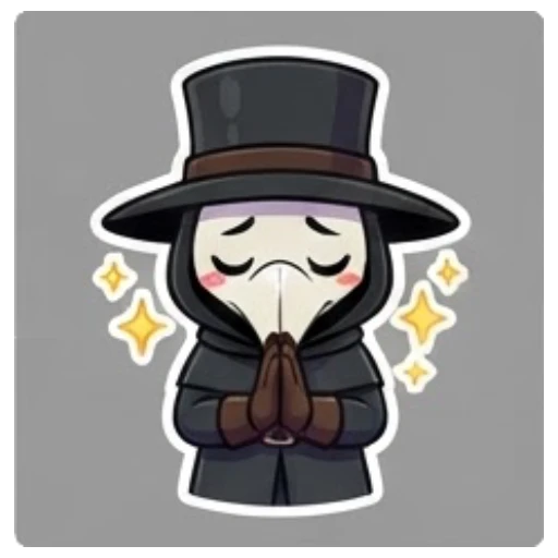 Plague doctor praying with a peaceful expression Plague Doctor Adventures sticker for expressive chats and social replies.