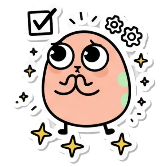 Confident egg with checkmark and stars Cool Egg Vibes sticker for expressive chats and social replies.