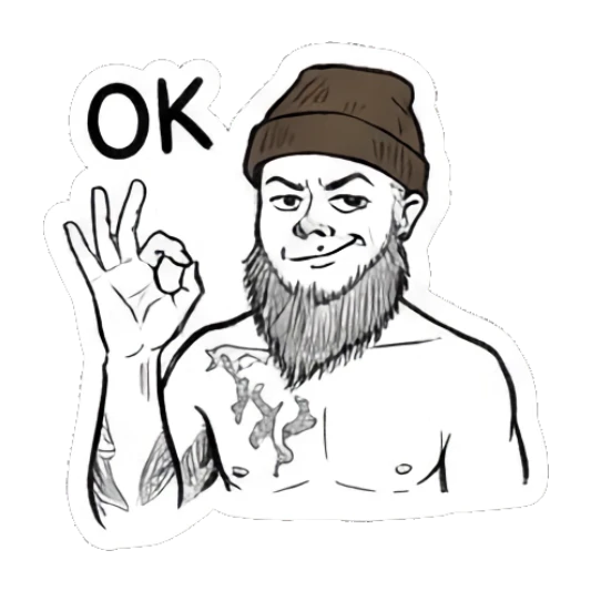 Bearded man making an OK hand sign with a confident expression Bearded Guy Moods sticker for expressive chats and social replies.
