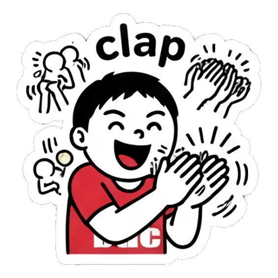 Excited soccer boy clapping hands with 'clap' text Keith Haring Style Soccer Boy sticker for expressive chats and social replies.