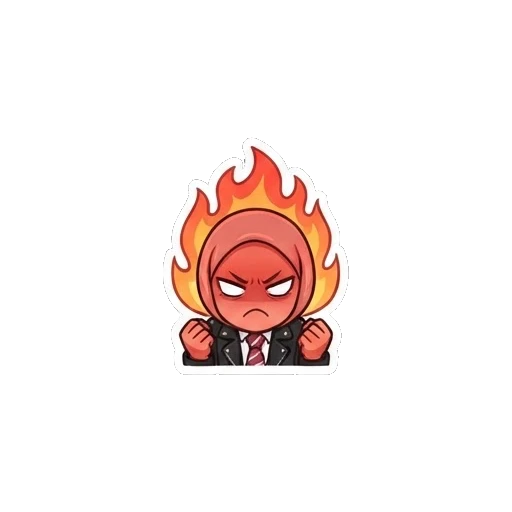 Hijab girl angry with flames behind her head Hijab Girl Daily Life sticker for expressive chats and social replies.