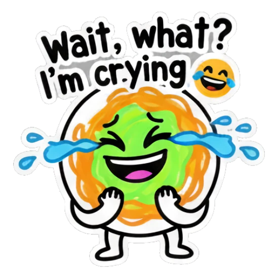 Noodle character crying with tears and text 'I'm crying' Scribble Noodle Pals sticker for expressive chats and social replies.