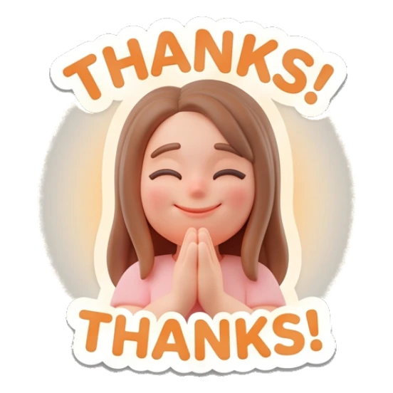 Girl with hands together saying thanks Cute 3D Girl Expressions sticker for expressive chats and social replies.