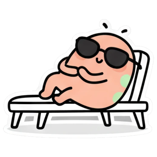 Relaxing egg on a lounge chair wearing sunglasses Doodle Egg Moods sticker for expressive chats and social replies.