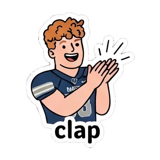 Applauding ginger athlete clapping hands with text clap Ginger Athlete Vibes sticker for expressive chats and social replies.