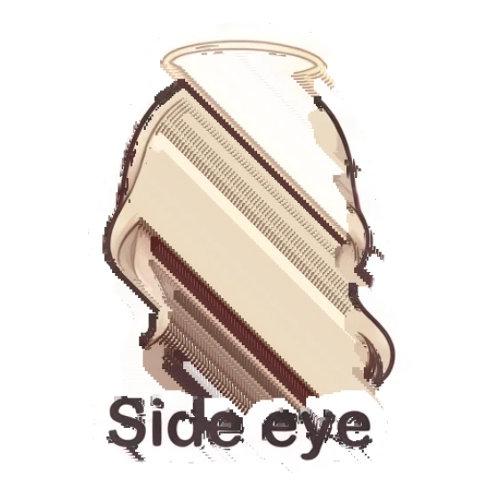 Blonde angel giving a skeptical side-eye glance Celestial Blonde Angel sticker for expressive chats and social replies.