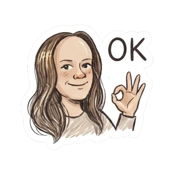 Girl making OK hand gesture with happy smile Doodle Girl Daily Life sticker for expressive chats and social replies.