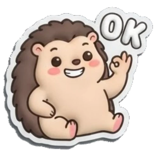 Hedgehog smiling and giving an OK hand gesture Puffy Hedgehog Daily sticker for expressive chats and social replies.