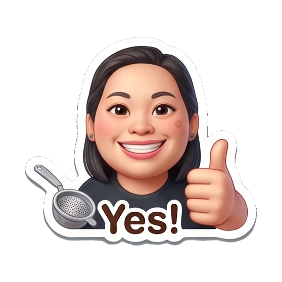 Woman giving thumbs up with coffee filter, text Yes! Coffee Lover Daily Expressions sticker for expressive chats and social replies.