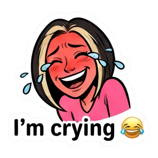 Girl laughing with tears of joy Sassy Girl Daily Vibes sticker for expressive chats and social replies.