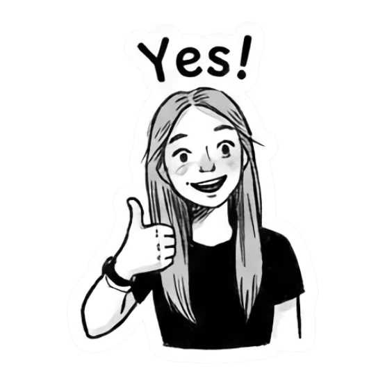 Girl giving a thumbs up with a cheerful expression Doodle Girl Daily Vibes sticker for expressive chats and social replies.